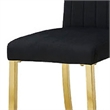 Hols Parson Dining Side Chair Set of 2- Channeled Black Fabric- Gold Steel