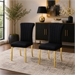 Hols Parson Dining Side Chair Set of 2- Channeled Black Fabric- Gold Steel