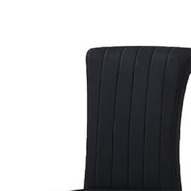 Hols Parson Dining Side Chair Set of 2- Black Fabric- Silver Steel Base