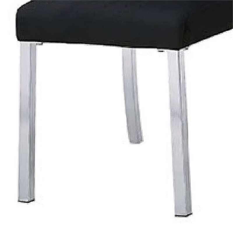 Hols Parson Dining Side Chair Set of 2- Black Fabric- Silver Steel Base