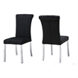 Hols Parson Dining Side Chair Set of 2- Black Fabric- Silver Steel Base