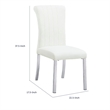 Hols Parson Dining Side Chair Set of 2- White Fabric- Silver Steel