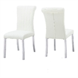 Hols Parson Dining Side Chair Set of 2- White Fabric- Silver Steel