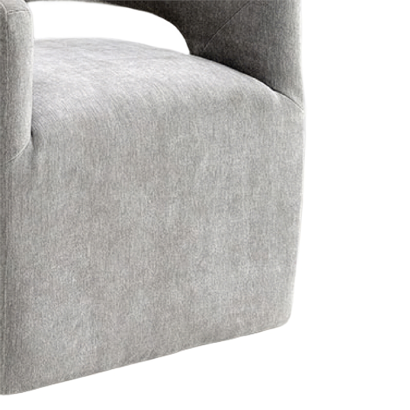 Esha Accent Barrel Chair w Casters- Foam Fill Light Gray Upholstery