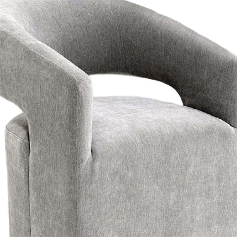 Esha Accent Barrel Chair w Casters- Foam Fill Light Gray Upholstery