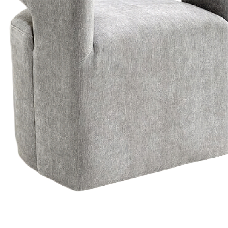 Esha Accent Barrel Chair w Casters- Foam Fill Light Gray Upholstery