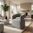 Esha Accent Barrel Chair w Casters- Foam Fill Light Gray Upholstery