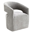 Esha Accent Barrel Chair w Casters- Foam Fill Light Gray Upholstery