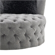 Sofia Swivel Accent Chair- Faux Fur Pillows- Light Gray Tufted Fabric