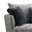 Sofia Swivel Accent Chair- Faux Fur Pillows- Light Gray Tufted Fabric
