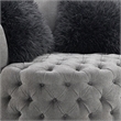 Sofia Swivel Accent Chair- Faux Fur Pillows- Light Gray Tufted Fabric