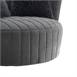 Hedy Swivel Accent Chair- Faux Fur Pillows- Dark Gray Channeled Fabric