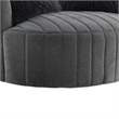 Hedy Swivel Accent Chair- Faux Fur Pillows- Dark Gray Channeled Fabric