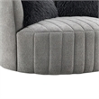 Hedy Swivel Accent Chair- Faux Fur Pillow- Light Gray Channeled Fabric