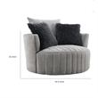 Hedy Swivel Accent Chair- Faux Fur Pillow- Light Gray Channeled Fabric
