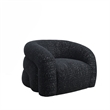 Savio Swivel Accent Chair- Sculpted Curved Design- Black Boucle Fabric