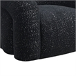 Savio Swivel Accent Chair- Sculpted Curved Design- Black Boucle Fabric