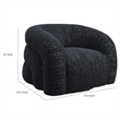 Savio Swivel Accent Chair- Sculpted Curved Design- Black Boucle Fabric