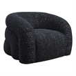 Savio Swivel Accent Chair- Sculpted Curved Design- Black Boucle Fabric