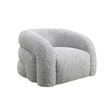 Savio Swivel Accent Chair- Sculpted Curved Design- Gray Boucle Fabric