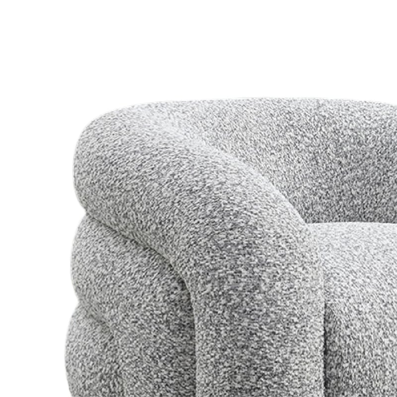 Savio Swivel Accent Chair- Sculpted Curved Design- Gray Boucle Fabric