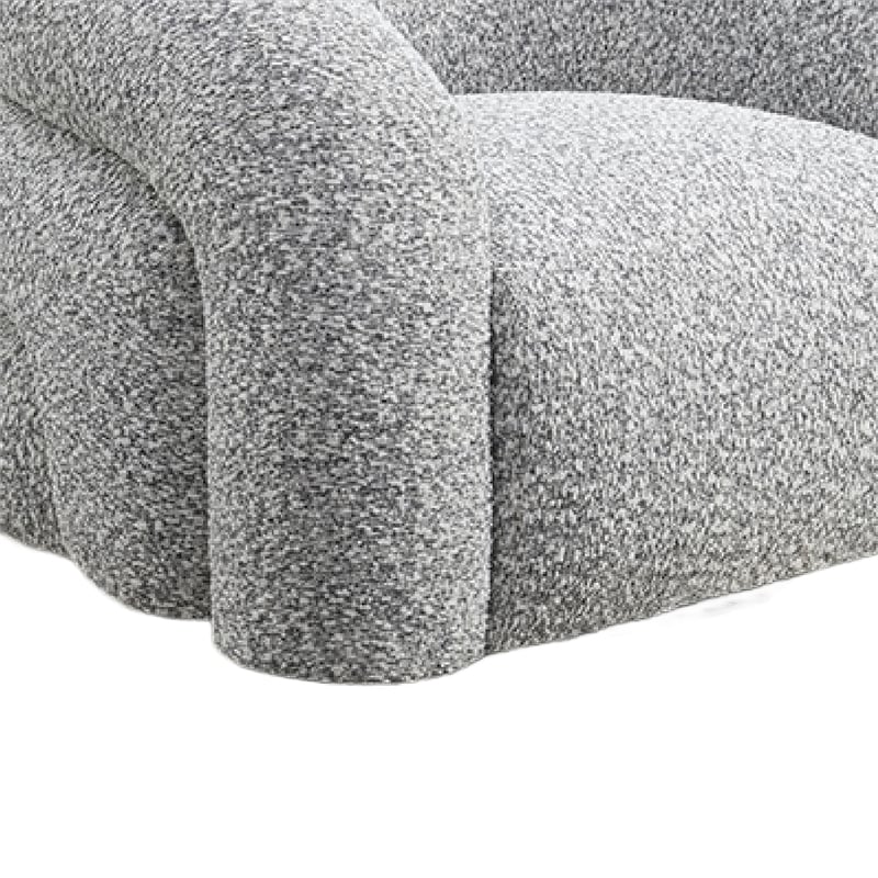 Savio Swivel Accent Chair- Sculpted Curved Design- Gray Boucle Fabric