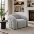 Savio Swivel Accent Chair- Sculpted Curved Design- Gray Boucle Fabric