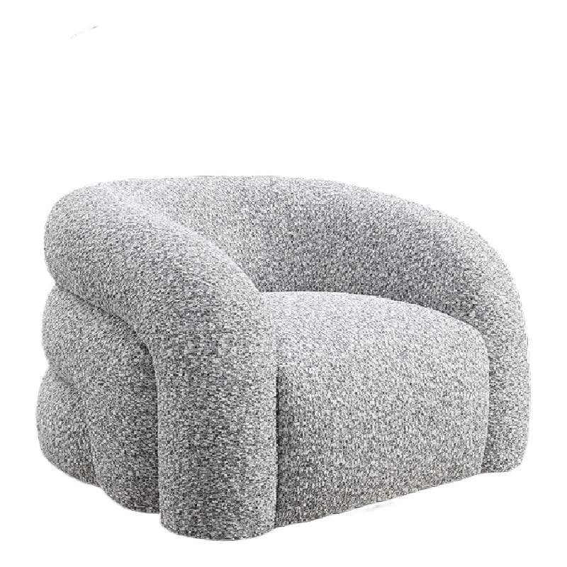 Savio Swivel Accent Chair- Sculpted Curved Design- Gray Boucle Fabric