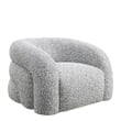 Savio Swivel Accent Chair- Sculpted Curved Design- Gray Boucle Fabric