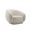 Freda Swivel Accent Chair with Sculpted Curved Profile- Beige Boucle