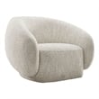 Freda Swivel Accent Chair with Sculpted Curved Profile- Beige Boucle