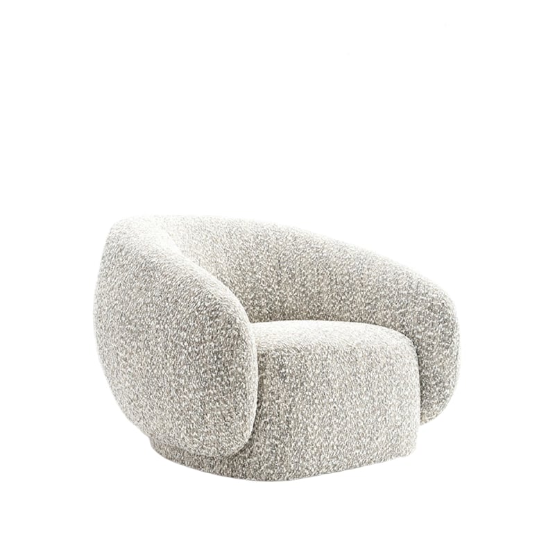 Freda Swivel Accent Chair with Sculpted Curved Profile- Brown Boucle