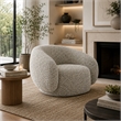 Freda Swivel Accent Chair with Sculpted Curved Profile- Brown Boucle