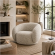 Freda Swivel Accent Chair with Sculpted Curved Profile- Brown Boucle