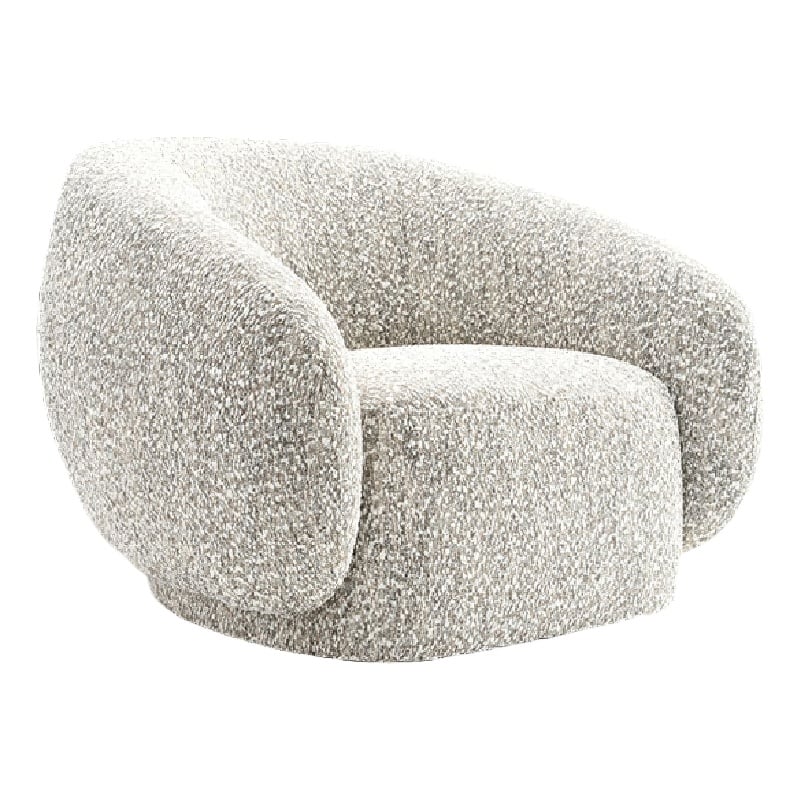 Freda Swivel Accent Chair with Sculpted Curved Profile- Brown Boucle