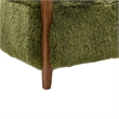 Emery Accent Chair with Wooden Arms Sculptural Design- Green Faux Fur