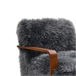 Lama Accent Chair with Wooden Arms- Retro Design- Charcoal Faux-Fur