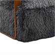 Lama Accent Chair with Wooden Arms- Retro Design- Charcoal Faux-Fur