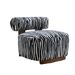 Niya Zebra Accent Chair with Cylindrical Backrest- Blue-White Chenille