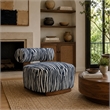 Niya Zebra Accent Chair with Cylindrical Backrest- Blue-White Chenille