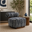 Niya Zebra Accent Chair with Cylindrical Backrest- Blue-White Chenille