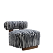 Niya Zebra Accent Chair with Cylindrical Backrest- Blue-White Chenille