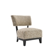 Beth Accent Chair with Angled Back- Black Wood- Beige Abstract Fabric