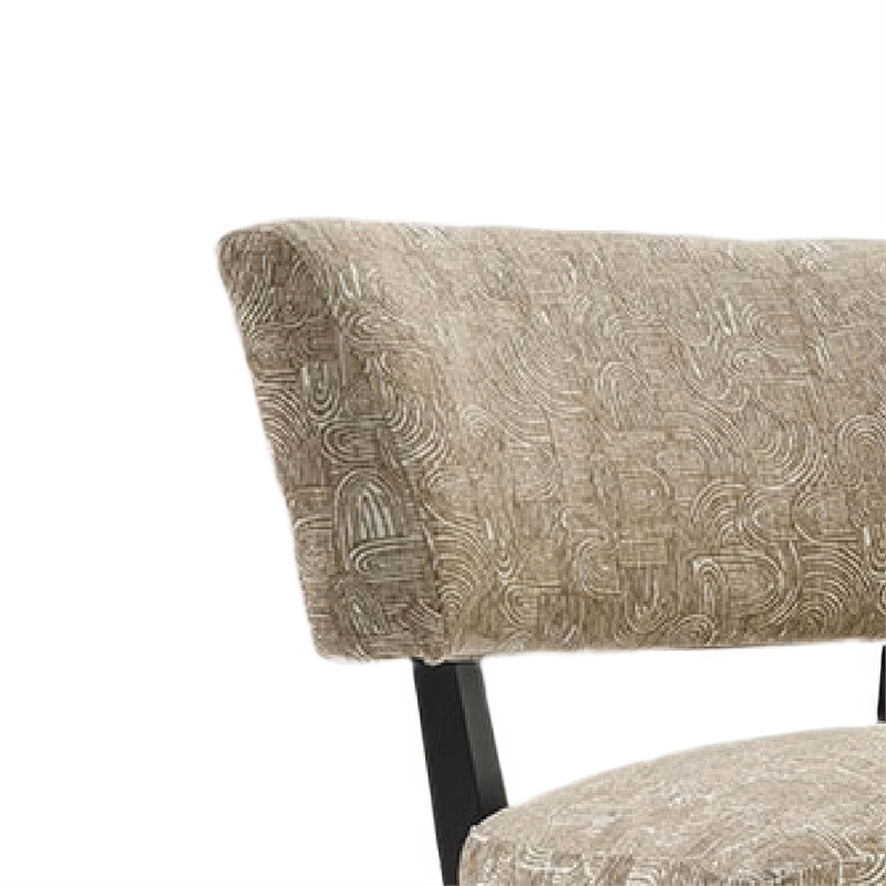 Beth Accent Chair with Angled Back- Black Wood- Beige Abstract Fabric