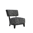 Beth Accent Chair with Angled Back- Black Wood- Black Abstract Fabric