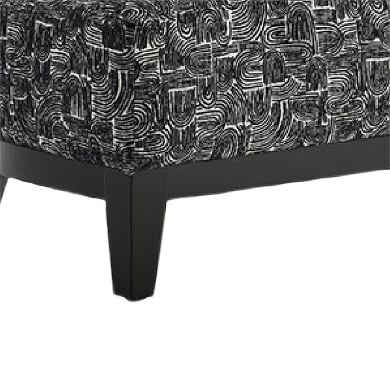 Beth Accent Chair with Angled Back- Black Wood- Black Abstract Fabric