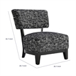 Beth Accent Chair with Angled Back- Black Wood- Black Abstract Fabric
