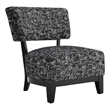 Beth Accent Chair with Angled Back- Black Wood- Black Abstract Fabric