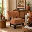 Beth Accent Chair with Angled Back- Black Wood- Orange Abstract Fabric