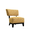 Beth Accent Chair with Angled Back- Black Wood- Yellow Abstract Fabric